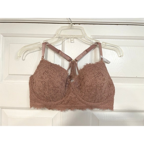 NWOT Aerie Lace Balconette Bra Padded Underwire Convertible Racerback 38D Brown - Picture 5 of 7